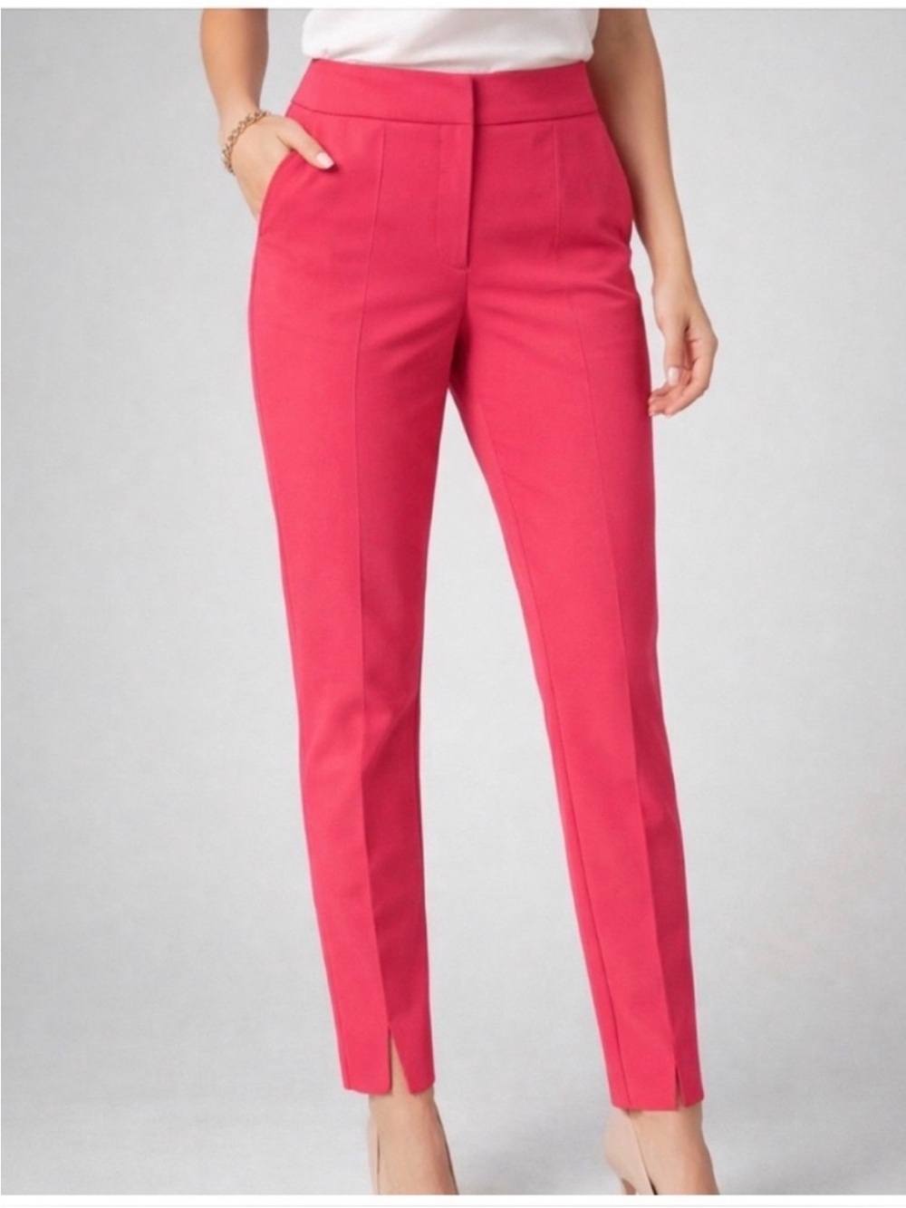 LOFT Marissa hot pink front slit tapered trousers NWT 6